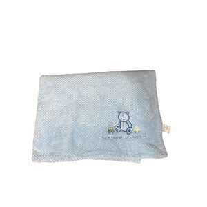 Pastel Blue Thank Heaven For Little Boys Infant Baby Blanket 37" By 30"